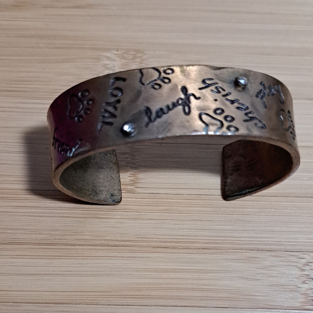 Engraved Paw Print Cuff Bracelet